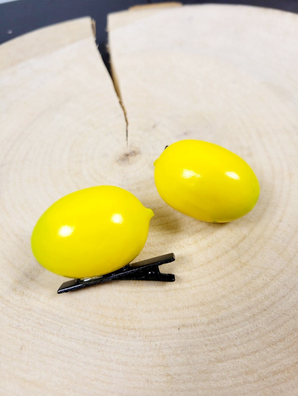 Brand New Handmade 3D Fruit Lemon Hair Clips 1 Pair
